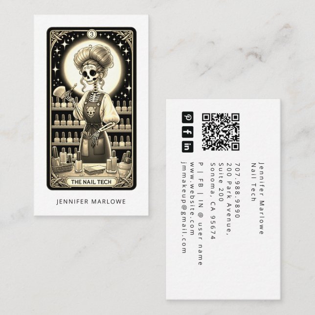 Affärskortet Bold Nagel Tech Tarot Card Visitkort (Fram/baksida)