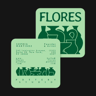Affärskortet Bold Pottery Vas Silhouette Design Fyrkantigt Visitkort