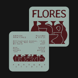 Affärskortet Bold Pottery Vas Silhouette Design Fyrkantigt Visitkort