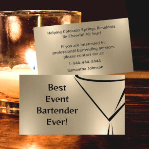 Affärskortet Bold Shiny Guld Event Bartender Visitkort