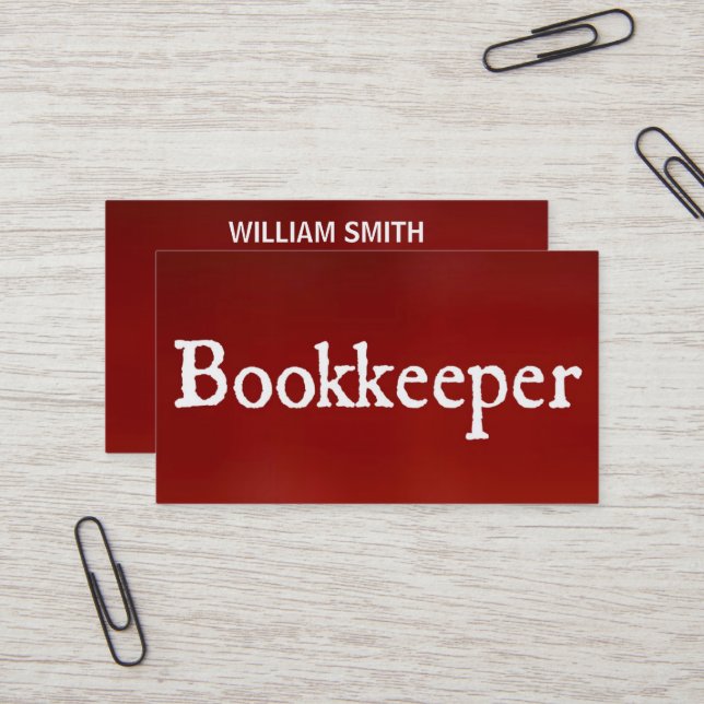 Affärskortet Bookkeeper Red Visitkort (Fram/Back In Situ)