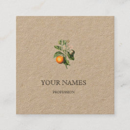 AFFÄRSKORTET BOTANICAL "ORANGE BLOMMAR" REDOUTÉ FYRKANTIGT VISITKORT