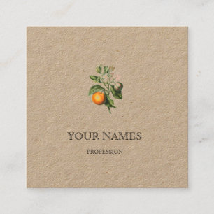 AFFÄRSKORTET BOTANICAL "ORANGE BLOMMAR" REDOUTÉ FYRKANTIGT VISITKORT