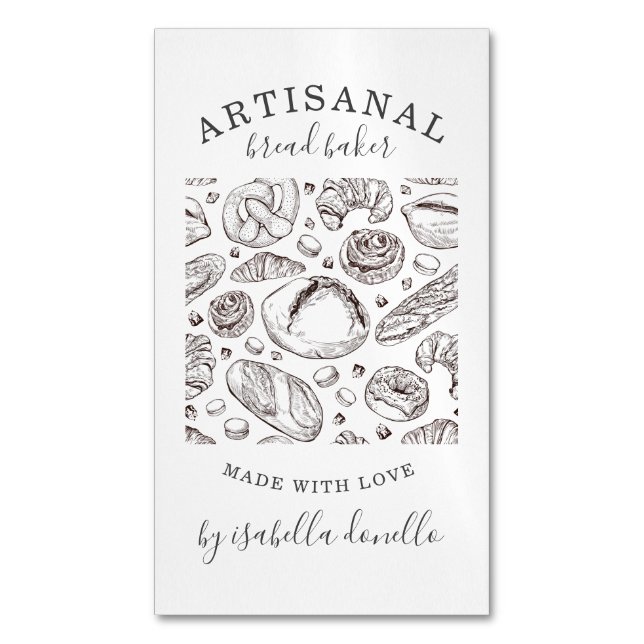 Affärskortet Bread Bakery Baker Magnetic Magnetiska Visitkort (Framsida vertikal)