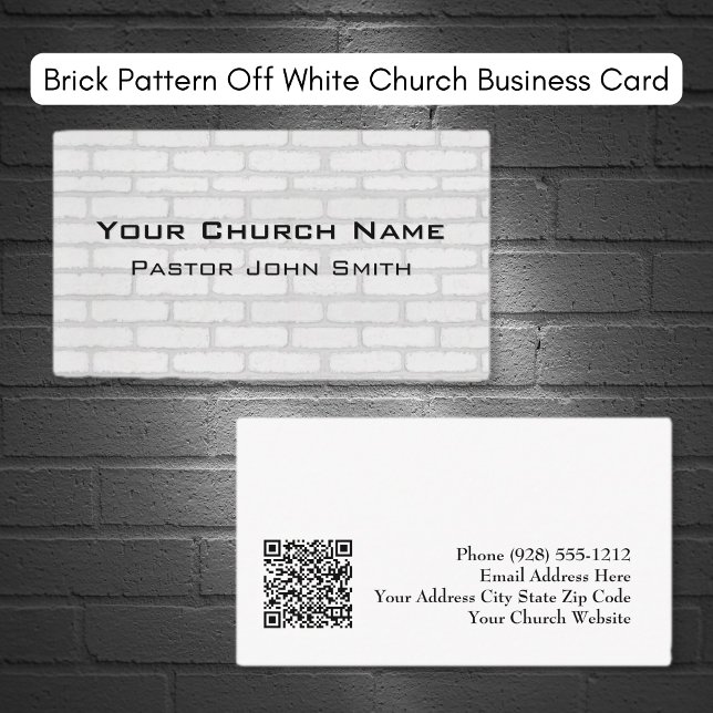 Affärskortet Brick Mönster Benvit Church Visitkort (Brick Pattern Off White Church Business Card)