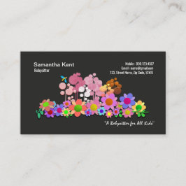 Affärskortet Bright Colorful Flowers Galore Nanny Visitkort