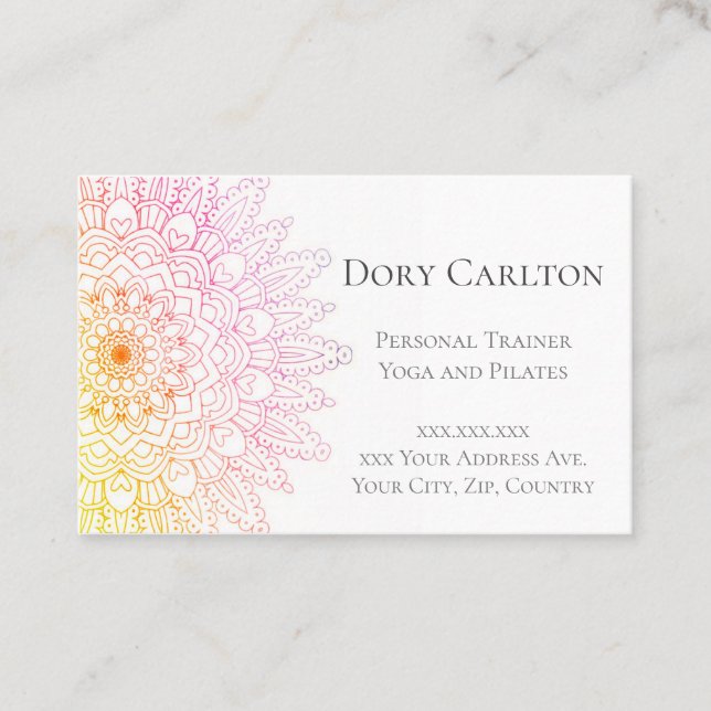 Affärskortet Bright Rainbow Mandala Visitkort (Framsida)