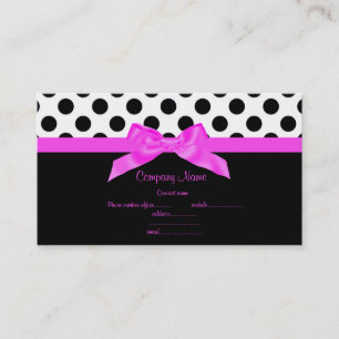 AFFÄRSKORTET BRIGHT ROSA & BLACK POLKA DOT VISITKORT
