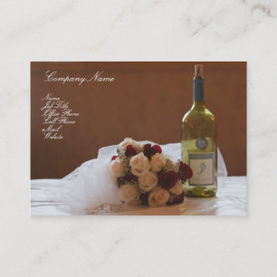 affärskortet bröllop Bouquet och Vin Flaska Visitkort