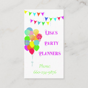 Affärskortet Bubblor och Banner Party Planner Visitkort
