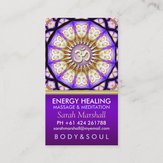 Affärskortet Buddha OM Yoga Meditation Visitkort (Framsida)