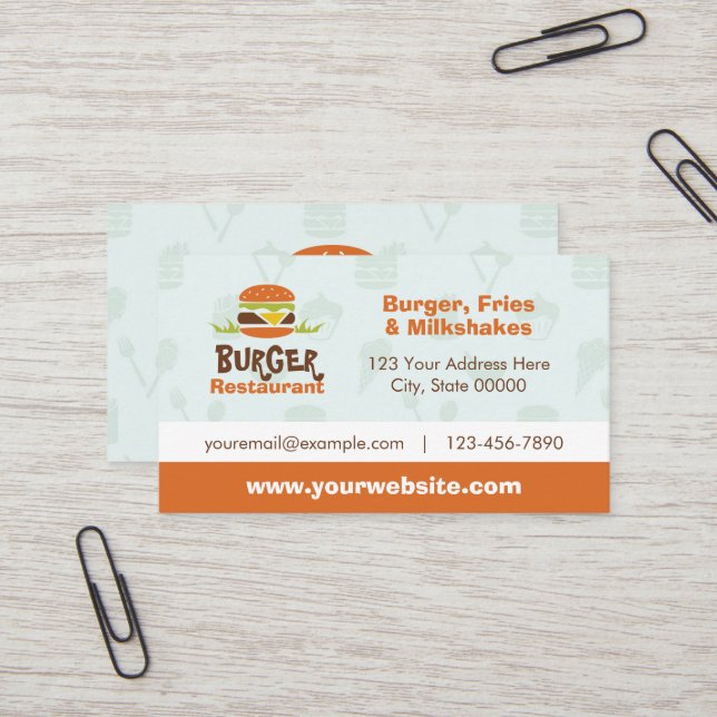 Affärskortet Burger Restaurang Visitkort (Fram/Back In Situ)