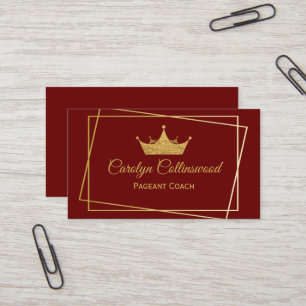 Affärskortet Burgundy och Guld Skönhetstävling Coa Visitkort