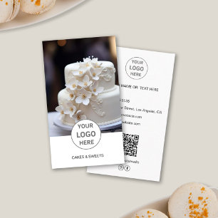 Affärskortet Cake Bakery Logotyp Photo QR White Visitkort