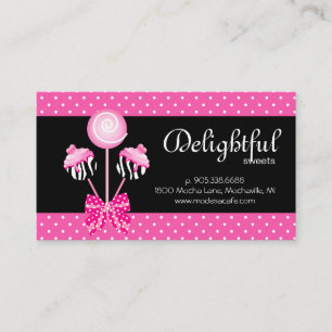 Affärskortet Cake Pops Bakery Dots Retro Black Visitkort