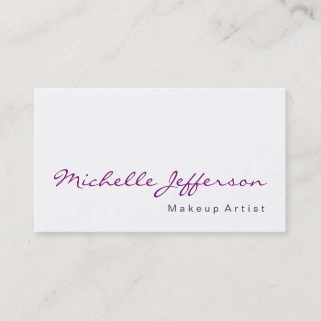 Affärskortet Calligraphy Makeup Artist Simple Visitkort (Framsida)
