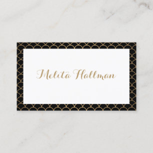 Affärskortet Calligraphy Namn Art Deco Mönster Visitkort