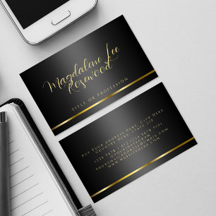 Affärskortet Calligraphy Script Black Guld Visitkort