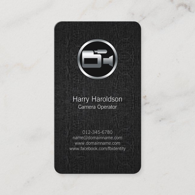 Affärskortet Camera Operator Camera Black Grunge Visitkort (Framsida)