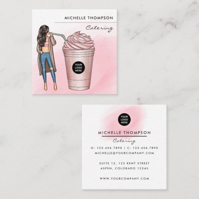 Affärskortet Catering av kaffematod Fyrkantigt Visitkort (Fram/baksida)