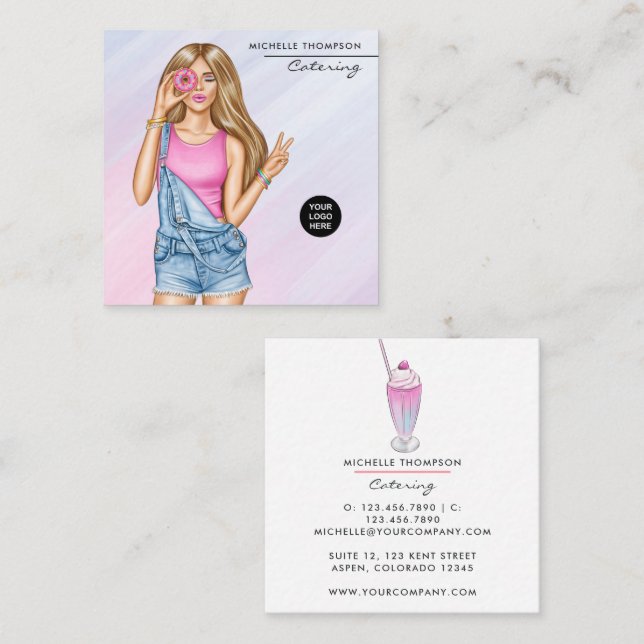 Affärskortet Catering av livsmedel Fyrkantigt Visitkort (Fram/baksida)