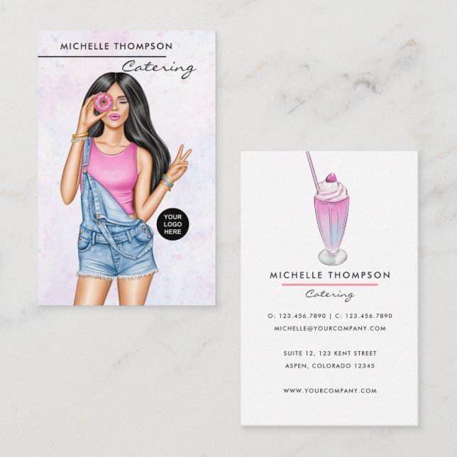 Affärskortet Catering av livsmedel Visitkort (Fram/baksida)