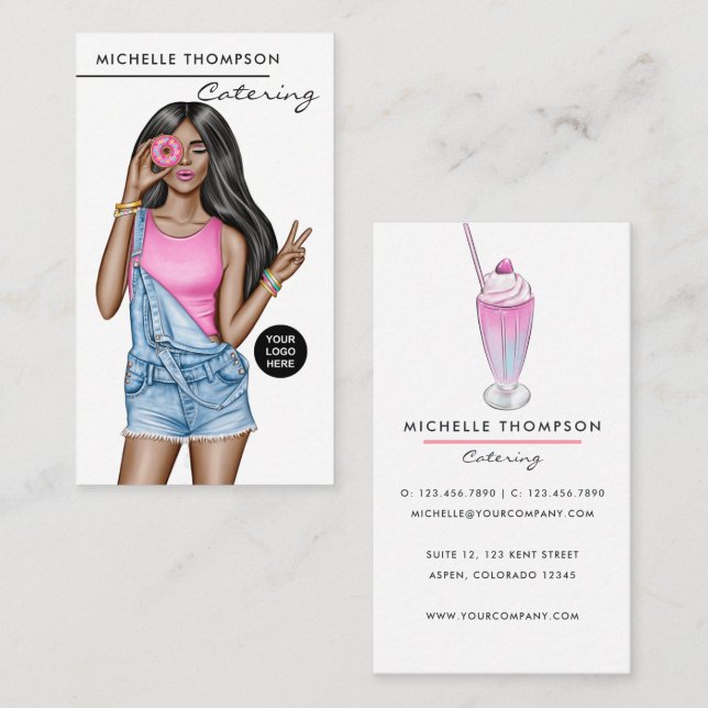 Affärskortet Catering av livsmedel Visitkort (Fram/baksida)