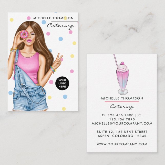 Affärskortet Catering av livsmedel Visitkort (Fram/baksida)