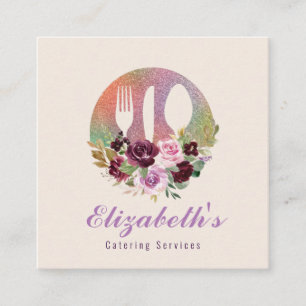affärskortet Catering blommigt logotyp Fyrkantigt Visitkort