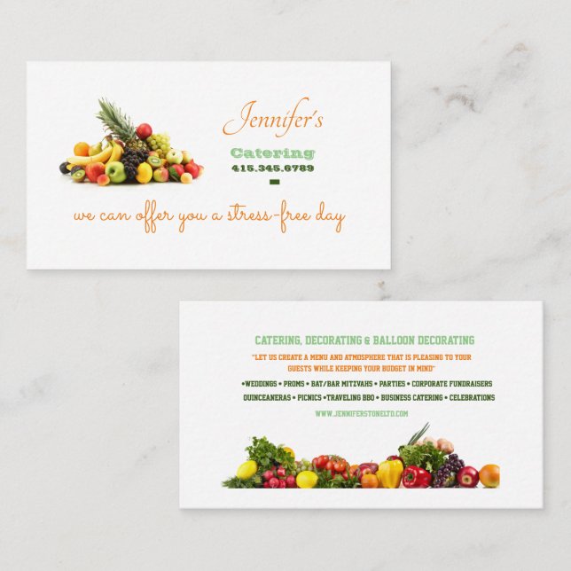 Affärskortet catering Service Visitkort (Fram/baksida)