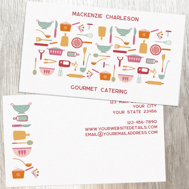 Affärskortet catering visitkort (Retro kitchen catering cafe bakery restaurant custom business cards)
