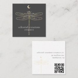 Affärskortet Celestial Dragonfly QR Kodkvadrat Fyrkantigt Visitkort