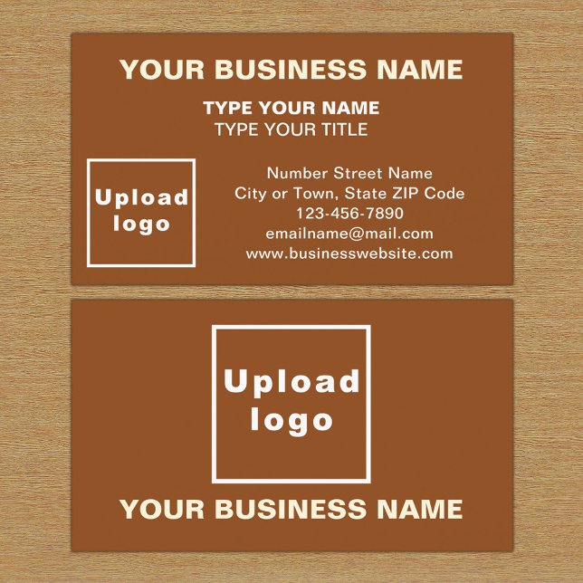 Affärskortet Centrera justerat Stil Brown Visitkort (The front and back of the brown business card)