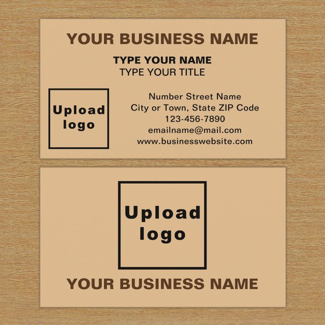 Affärskortet Centrera justerat Stil Light Brown Visitkort (The front and back of the light brown business card)