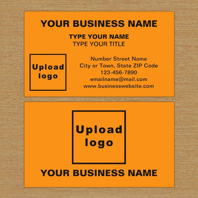 Affärskortet Centrera justerat Stil Orange Färg Visitkort (The front and back of the orange business card)