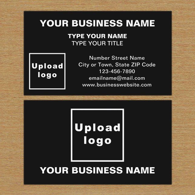 Affärskortet Centrera justerat Stil-svart Visitkort (The front and back of the black business card)