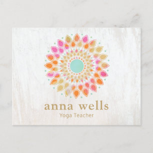 Affärskortet Chakra Lotus Mandala Yoga Teacher Vykort