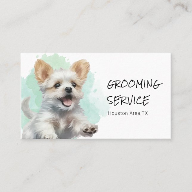 Affärskortet Cheerful Hund Pet Groomer Visitkort (Framsida)