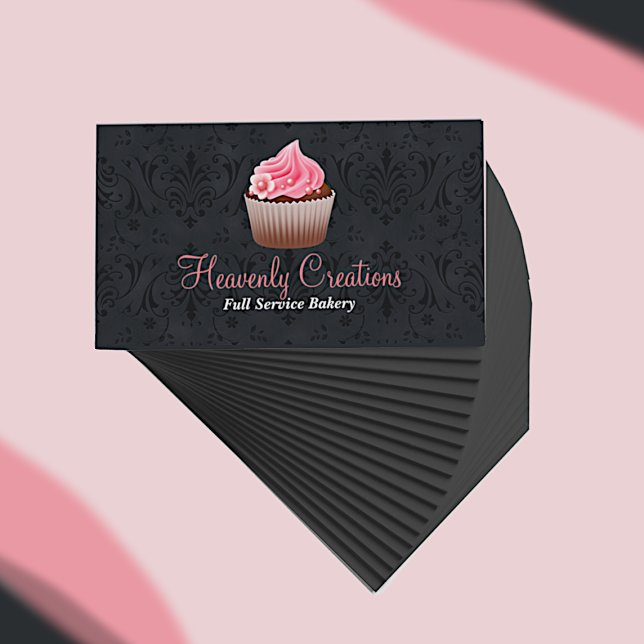 Affärskortet chic Damask och Cupcoa Bakery Visitkort (Skapare uppladdad)