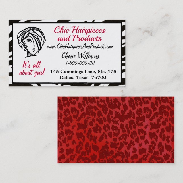 affärskortet "Chic Hair Biet&Products" Diva Visitkort (Fram/baksida)