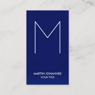 Affärskortet chic Monogram Lodrät Elegant Blue Visitkort