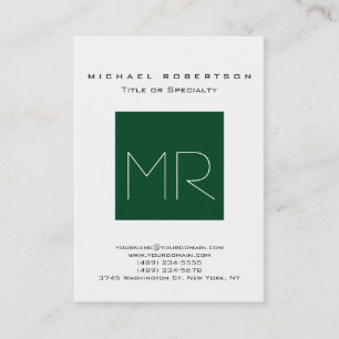 Affärskortet chic Up Forest Grönt Monogram White Visitkort