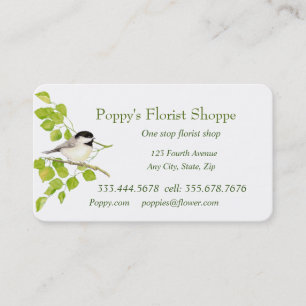 Affärskortet Chickadee Florist Shopp Flowers Visitkort