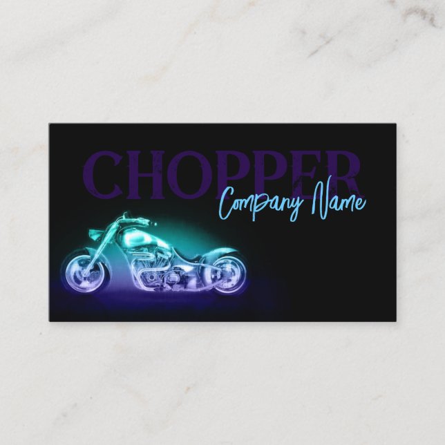 Affärskortet Chopper Bike Neon Light Simple Black Visitkort (Framsida)