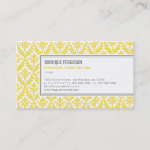 Affärskortet Classy Damask - Lemon Visitkort