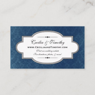 Affärskortet Classy Damask Wedding Webbplats (blåt Tilläggskort