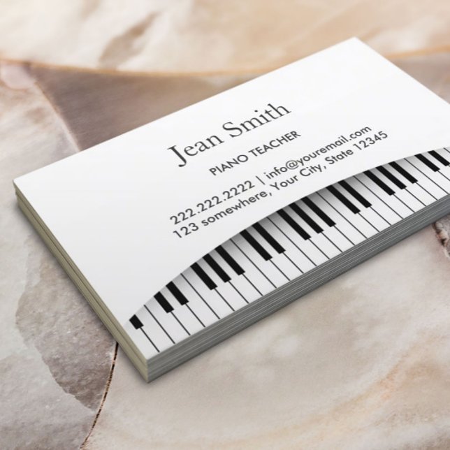 Affärskortet Classy Piano Nycklar Piano Teacher  Visitkort (Skapare uppladdad)