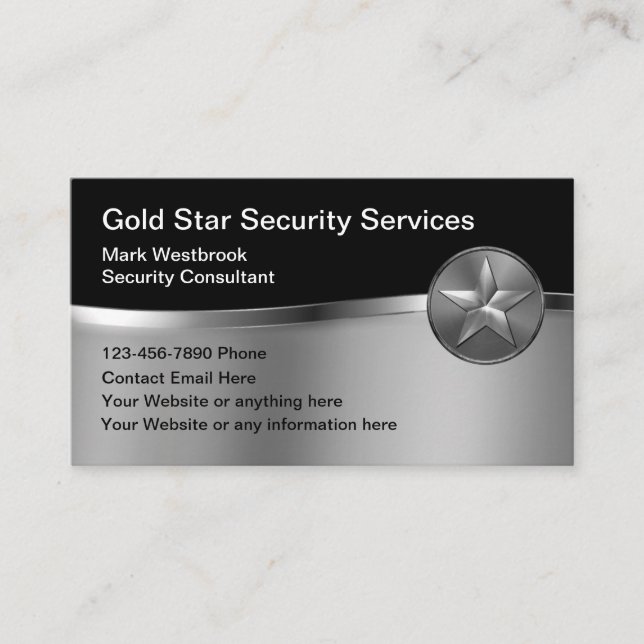 Affärskortet Classy Security Services Star Visitkort (Framsida)
