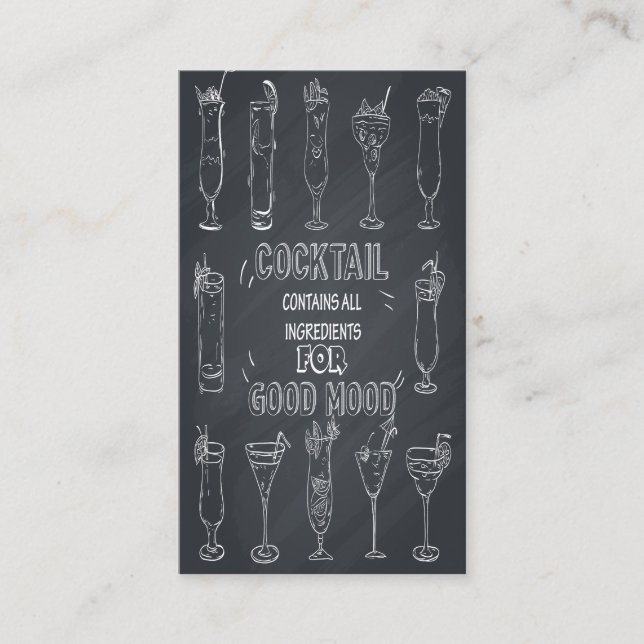 Affärskortet Cocktail Chalkboard Bartender Visitkort (Framsida)