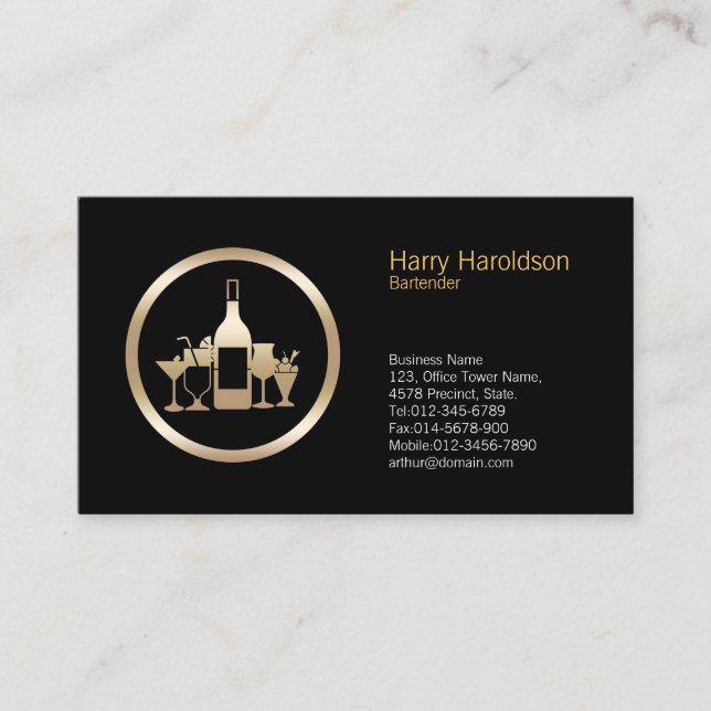Affärskortet Cocktail Glass Icon Bartender Visitkort (Framsida)